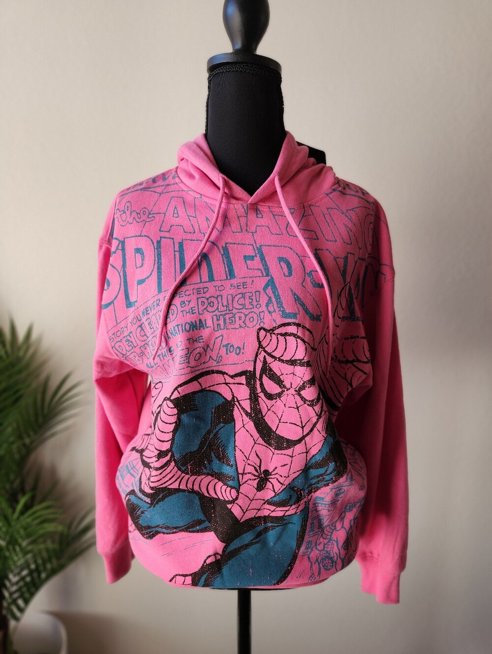 Women's Pink Spiderman Pullover XS